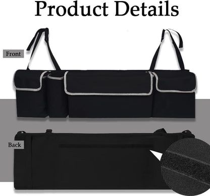 Mearo Trunk Organizer, Car Organizer, Foldable Waterproof Multi Compartment Car Storage Organizer with 4 Pockets, Large Capacity Hanging Organizer Car Accessories Universal for Car Truck SUV