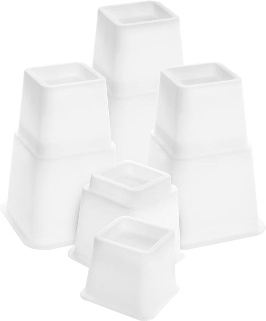 Utopia Bedding Premium Adjustable Riser - 8 Pieces (4 Tall and 4 Short) - Durable Riser with Strong Space Saving - Bed Riser, Table Riser, Chair or Sofa Riser - (8 to 20 cm) (White)