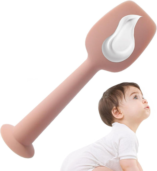 Spatula For Baby Cream | Baby Diaper Spatula With Suction Base - Soft Paste Applicator Wipe Balm Tool For Bath Nursery Cheeks And Butt Care