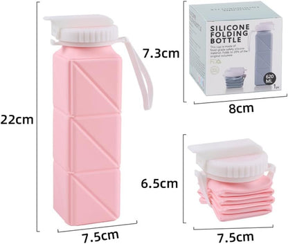 Kojoon Foldable Silicone Water Bottle Travel Cup 20.9oz Folding Drinking Cup Leak-Proof Travel Mug Folding Cup 620ML