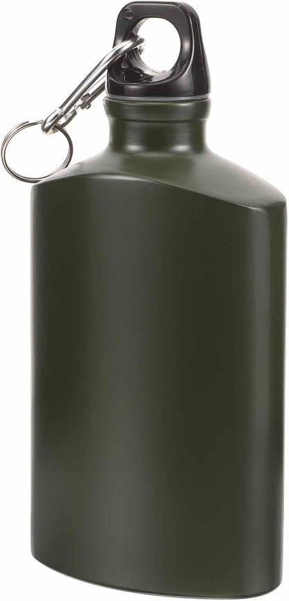 SUPVOX Portable Canteen, Wear-Resistant Aluminum Water Bottle with Hook, 500ml Capacity, Army Green, Ideal for Hiking, Camping, Travel, Outdoor Activities