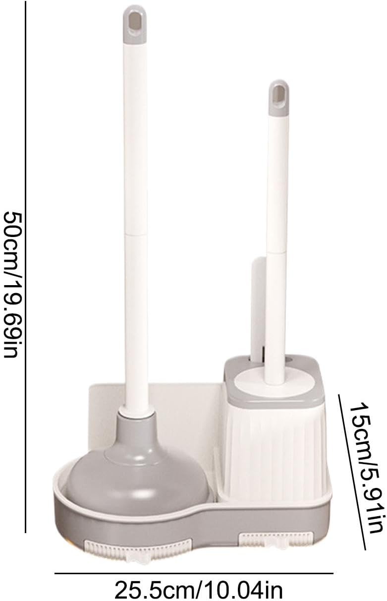 Toilet Brush and Plunger Set, Bathroom Toilet Brush with Holder, 50 x 25.5 x 1 5 cm Comfort Room Scrubber Combo for Bowl Cleaning, Essential Clean Tools at Home
