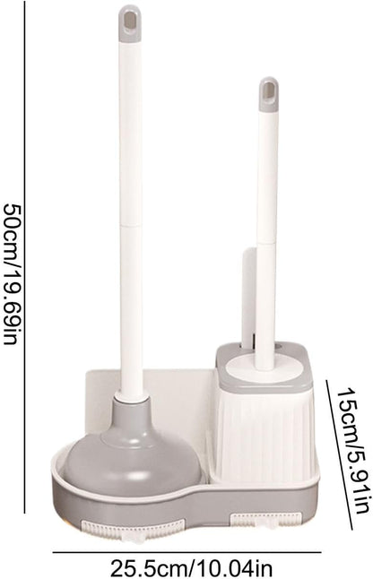 Toilet Brush and Plunger Set, Bathroom Toilet Brush with Holder, 50 x 25.5 x 1 5 cm Comfort Room Scrubber Combo for Bowl Cleaning, Essential Clean Tools at Home