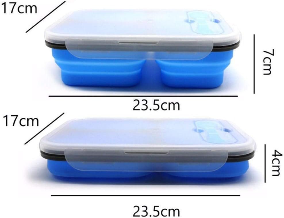 3 Cell Silicone Portable Portable Portable Kitchen Bento Boxes Foldable Storage Boxes Food Container Lunch Box Eco-Friendly-red_1300ml