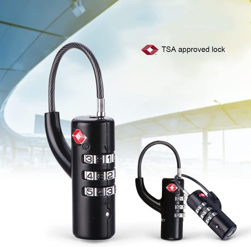Maizoon TSA Accepted Combination Lock with 3 Digital Password Resettable Combo for Travel Bussiness School for Luggage Backpak Bag Suitcase Baggage Durable Security Stylish Compact Black
