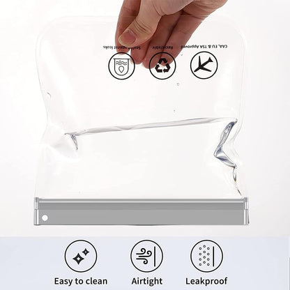 Tadipri Travel Bags for Airplanes Transparent Resealable Bags 20 x 20 cm Travel Beauty Case 1L Eco Gifts Travel Accessories Transparent Bag with Closure 2-Pcs(Grey Banner with Rope), grey