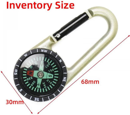 Carabiner Compass Outdoor Adventure Tools, Small Pocket-Sized Waterproof Gear, Mini Clip for Camping, Survival Tool, Emergency Kit, Hiking, Backpacking