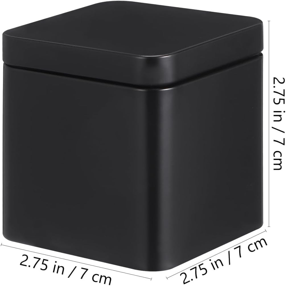 Luxshiny 10pcs Black Square Metal Tin Containers for Storage, Portable Airtight Tea Canisters for Loose Leaf Tea, Multi-Purpose Small Storage Boxes for Candy, Medicine, and Accessories