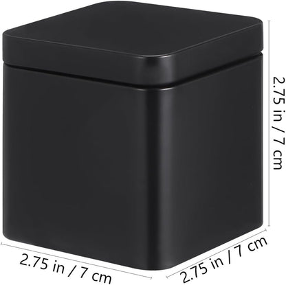 Luxshiny 10pcs Black Square Metal Tin Containers for Storage, Portable Airtight Tea Canisters for Loose Leaf Tea, Multi-Purpose Small Storage Boxes for Candy, Medicine, and Accessories