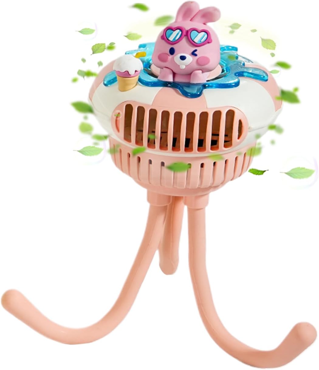 Nuyhgtr Stroller Fan, Small Fan with 3 Speed Settings, Quiet Baby Travel Gear for Outdoor Camping, Bedroom, Sleeping Crib, Car Seat, Sturdy Materials, 9.6 x 9.5 x 25 cm