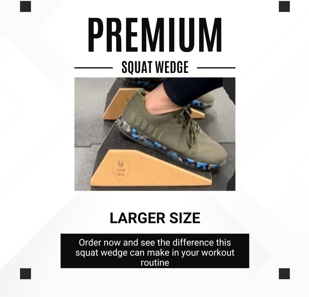 Squat Wedge -Squat Wedge Block-Extra Large SIze-Slant Board for Calf Stretching-Heel Elevated squats w/Non-Slip Grip, Anti-Slip Cork-Lightweight Home Gym Accessories-Yoga Blocks