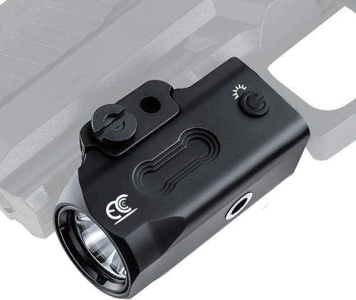 MCCC Compact Tactical Flashlight Aluminum 500 High Lumens, Magnetic Rechargeable, for Pistols, Handguns, Shotguns, Airsoft, Picatinny Rail Mounted