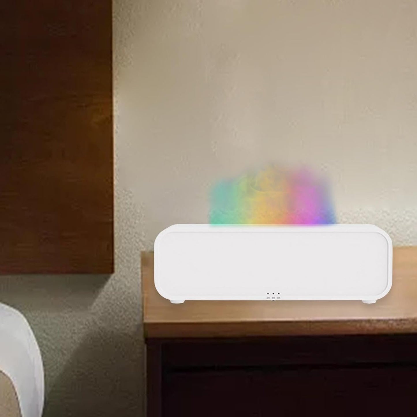 Leefasy Aroma Diffuser Air Humidifier Remote Control Essential Oil Diffuser Simulation Flame Humidifier for Home Office Birthday Gift, White