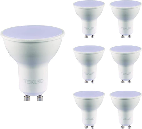 TEKLED® GU10 DIMMABLE Spotlight LED Bulbs | Energy Saving 7W Light Bulb 50W Halogen Spotlight Equivalent | 120° Wide Beam Angle MR16 3000K 560LM | 6-Pack | Warm White