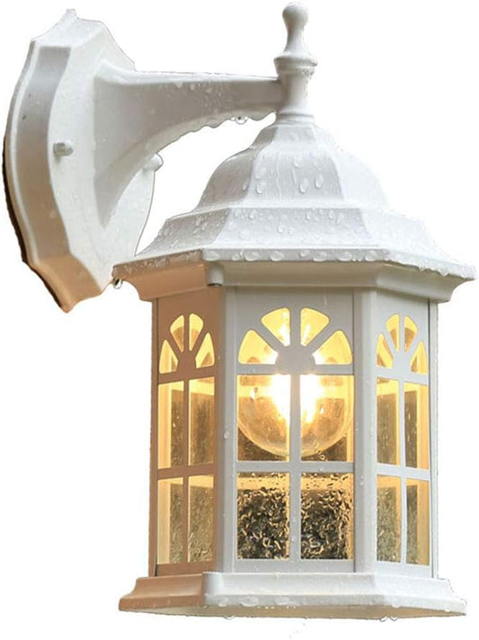 Mengjay Aluminium Outdoor Wall Light E27, Rustic Outdoor Wall Light Wall Light Protection Outdoor Lighting for Yard & Garden,Outdoor Waterproof Wall Lights (White)