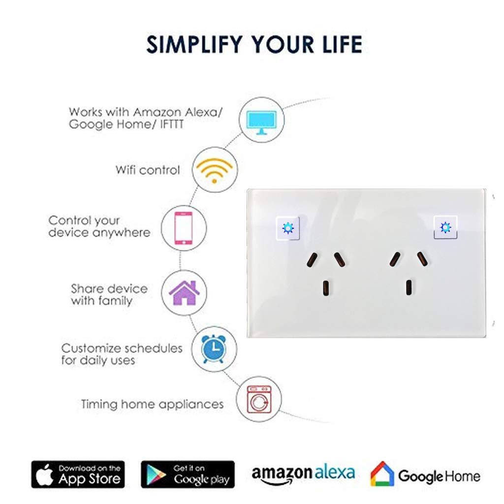 AU/NZ Approved WiFi Smart Power Point GPO Outlet for Home Automation Alexa Voice Control â€¦