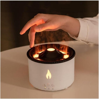 YUEMOL Volcano humidifier 360ml Volcano Air Diffuser Flame Lamp Air Cloud Humidifier， Remote Control Essential Oil Aroma Smoke Ring Night Light