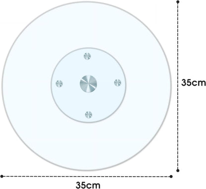 Living Today Lazy Susan Turntable 35CM, Explosion-Proof Round Tempered Glass Rotating Tray Swivel Tabletop,Serving Plate/Dining Table Top/Spices Storage Holder for Homes & Restaurants (35CM Diameter)