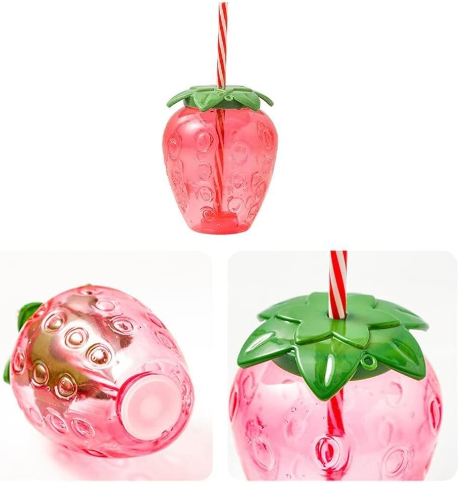 Kawaii Water Bottle with Straw 17 Oz Cute Strawberry Shaped Water Bottle Drinking Cups Bottle for Girls Women