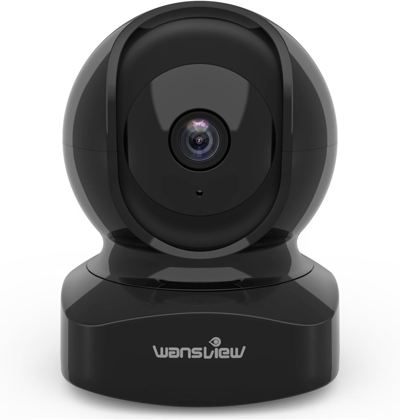 Wansview Security Camera Indoor, 360 Degree WiFi Home Security Cameras for Pet/Dog/Nanny, 2 Way Audio Night Vision, Works with Alexa, with TF Card Slot and Cloud, 2.4Ghz, Q5 (Black, 3MP)