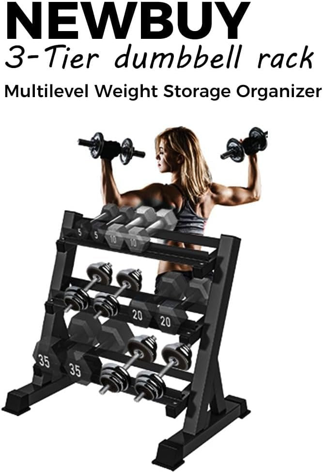 CITY 1 Premium 3-Tier Dumbbell Rack, Weight Rack Stand for Dumbbells Heavy-Duty Home Gym Accessories, Multilevel Weight Storage Organizer for Home Gym, Home Gym Organizer