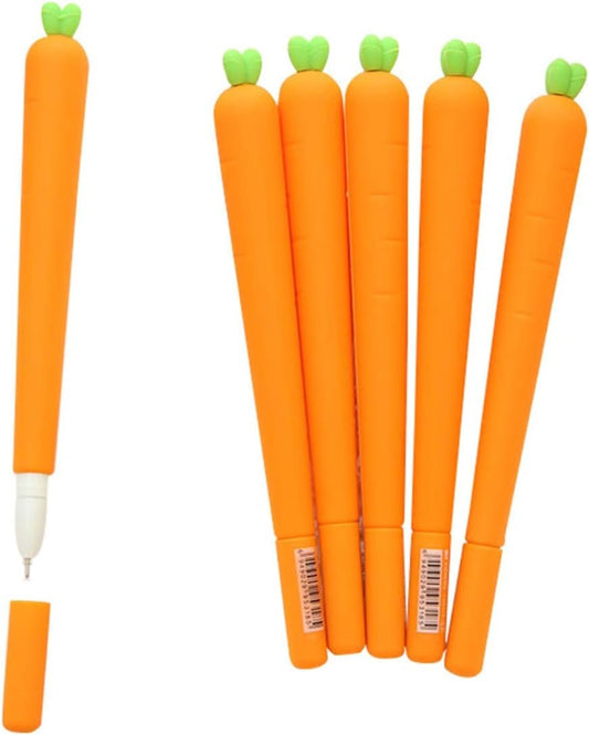 Halloluck 24 Pcs Carrot Gel Ink Pen Cute Silicone Roller Ball Pen for Office School Supplies, Kids Drawing Pen Gifts for School Student Office Kids Play Study Stationery Supplies