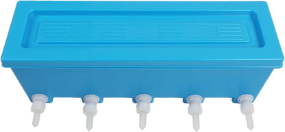 Silicone Lamb Drink Feeder, Farm Livestock Breeding Feeder, Vertical Type Calf Feeding Bottle with 5 Nipples Wall Mounted 8L Livestock Milk Feeding Bucket for Nursing Animal Lamb