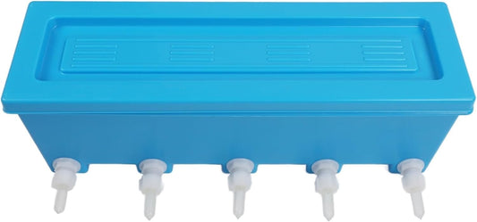 Silicone Lamb Drink Feeder, Farm Livestock Breeding Feeder, Vertical Type Calf Feeding Bottle with 5 Nipples Wall Mounted 8L Livestock Milk Feeding Bucket for Nursing Animal Lamb