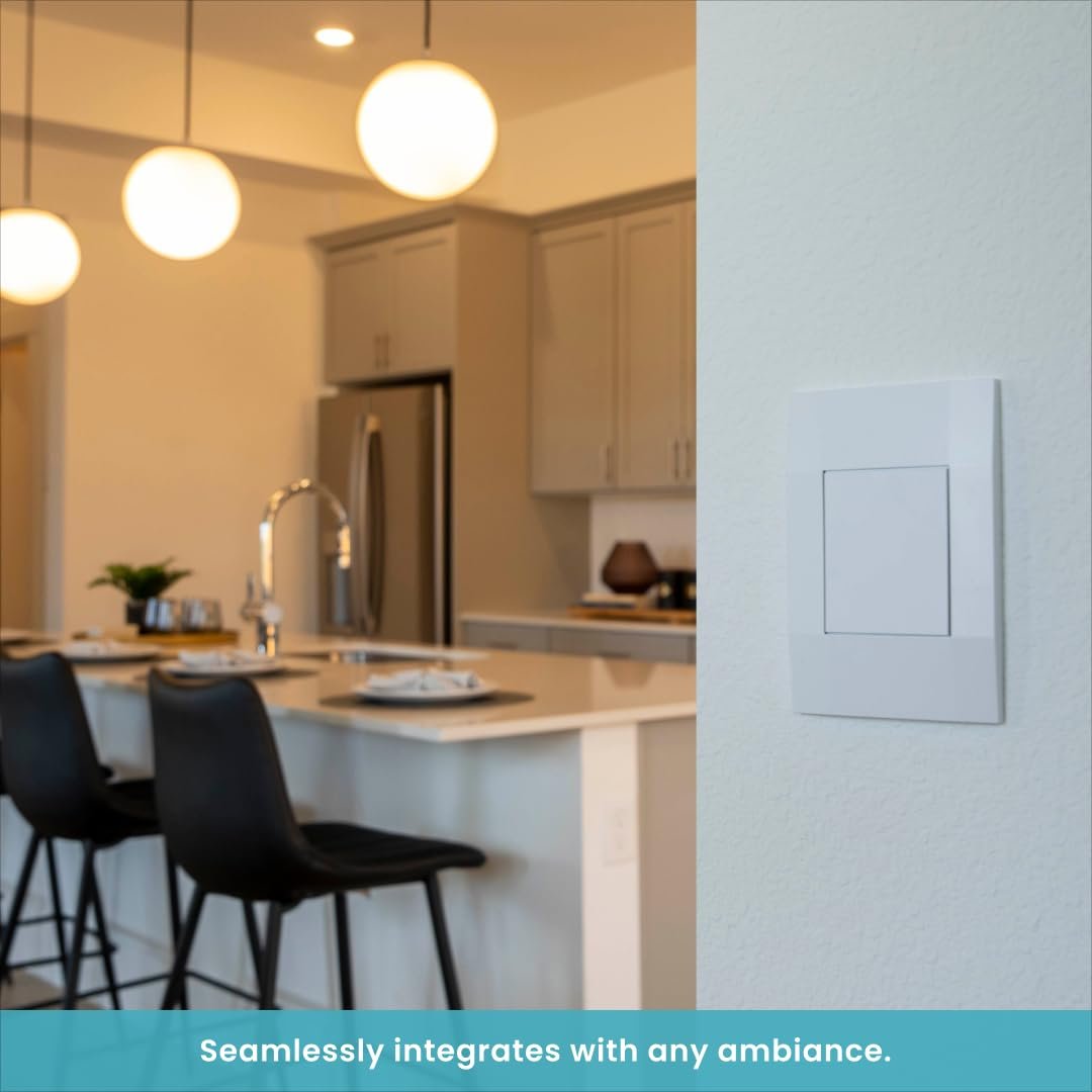 Smart Light Switch by Deako, Single Pole, 3-Way, 4-Way, 2.4 GHz Wi-Fi, Programmable, Remote App, Voice Control w/Alexa, Google Assistant, Samsung. No Hub Required, Neutral Wire Required, White