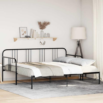 vidaxl Black 2-in-1 Metal daybed/Trundle - 92x187 cm - Space-Saving Sofa Bed with Storage - Modern Style