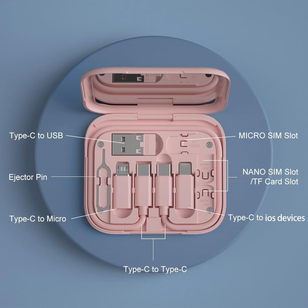 USB-C to USB Adapter, USB C Male Cable Box Contains Makeup Mirror/USB C Cable/Micro USB to USB C/USB A to USB C, Cell Phone OTG Adapters for iPhone 14/15, Google Pixel, Samsung Galaxy…