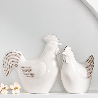 Oggettistica for la casa Decorazione for la casa Statua di statuetta di in ceramica Statua di pollo gallina Statua di animale da fattoria Scultura Figurine da collezione Decorazione della casa Arredam