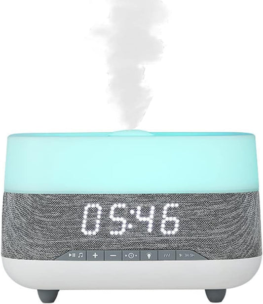 Essential Oil Diffuser and Humidifier with Speaker Clock,7 Color Mood Night Lights,Electric Cool Mist Aromatherapy for Office, Home, Bedroom, Baby Room