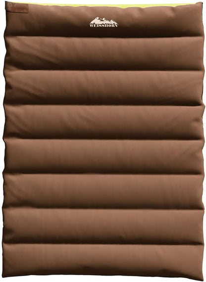 Weisshorn Sleeping Bag, Double Camping Bags 3 Season Warm Portable Water Resistant Lightweight Thermal Outdoor Gear Tent for Hiking Travel Backpacking, Adjustable Strap Compression Sack Brown