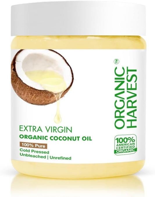 Organic Ha.rvest Extra Virgin Organic Coconut Oil: 100% Pure | For Hair & Skin, Coconut Virgin Oil for Baby Massage, 100% American Certified Organic, Paraben & Sulphate-free, 200ml