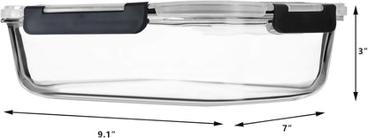 2Pcs 63oz Large Glass Food Storage Containers 8 Cups Family Size Set Baking Containers with Locking Lids Storing food,for Baking, Microwave, Oven, Leak Proof, for Freezer, Dishwasher