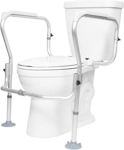 Vive Toilet Safety Rail Frame - Grab Bars for Bathroom - Fall Prevention - Adjustable Non Slip for Adults, Seniors, Elderly, Disabled, Handicapped - Padded Handle Support - Medical Device for Home Use
