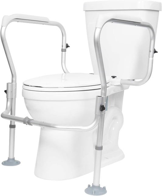 Vive Toilet Safety Rail Frame - Grab Bars for Bathroom - Fall Prevention - Adjustable Non Slip for Adults, Seniors, Elderly, Disabled, Handicapped - Padded Handle Support - Medical Device for Home Use