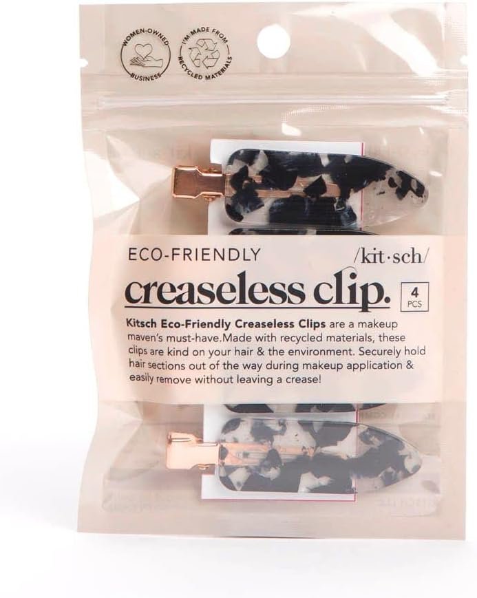 Kitsch Creaseless Hair Pins, No Crease Clips for Makeup and Styling, Stylish Pin Curl Clips, 4pc Set