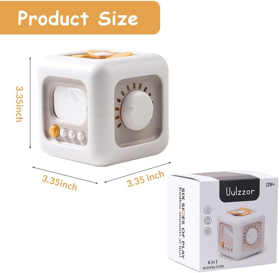 OLIGEI Busy Activity Cube Toys for 1 Year Old Boy, Montessor Car Travel Sensory Toys for Toddlers 1-3, Learning Fine Motor Skills| 1st Birthday Gifts Boy 12 Months +