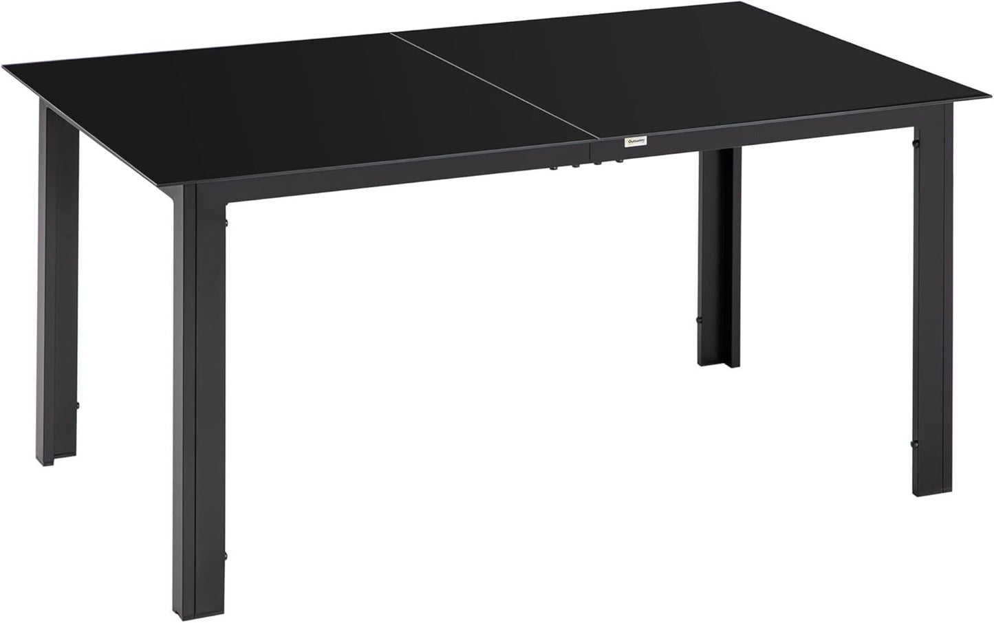 Outsunny Aluminium Outdoor Dining Table for 6, 59" x 35" Rectangle Patio Table with Tempered Glass Tabletop, for Garden, Backyard, Lawn, Balcony, Black