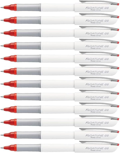 Pentel Floatune Ultra Smooth Writing Rollerball Pen, Everyday Writing, Office Supplies, School Supplies, 0.8mm Bold Point, Red Ink, BY108-B, Box of 12