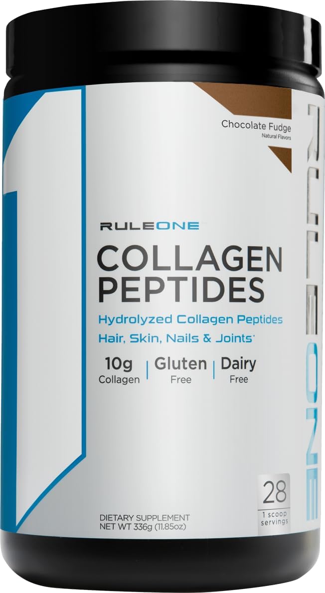 Rule1 R1 Collagen Peptides Hair Skin Nail & Joint Support Supplement 336 g, Chocolate Fudge (28 Servings)