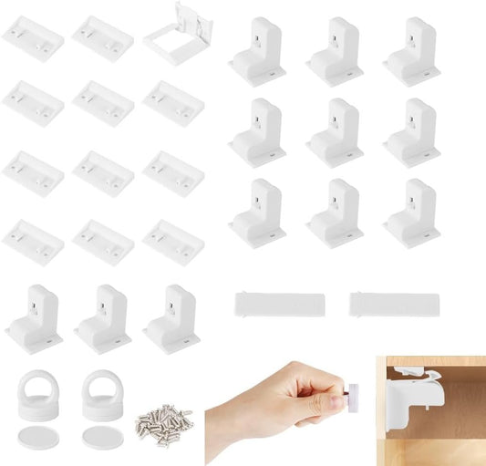 AUTOWT 12 Pack Magnetic Cabinet Locks for Kids - Child Safety Latches - Baby Proofing Cabinets and Drawer Locks for Kitchen Cupboard with 3M Adhesive - Easy Installation No Drilling & No Tools Required