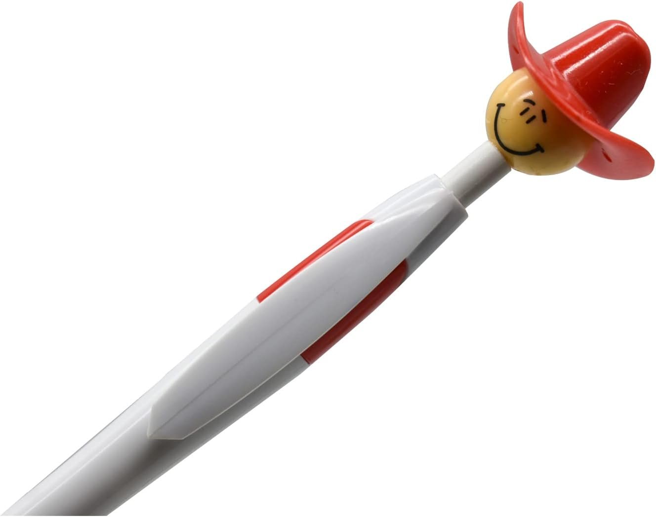 Lopenle 14PCS Cool Cowboy Pens Cowboy Hat Smile Pen Retractable Ballpoint Pens For School Home Office Stationery Supplies