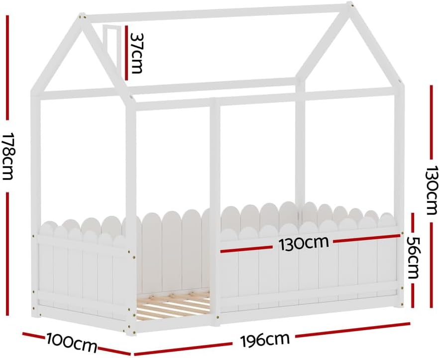 Artiss Single Bed Frame, Day Beds Baby Toddler Kids Toddler Loft Floor Daybed Platform Wooden Timber Frames Base House Bedroom Room Decor Home Furniture, Modern Design White