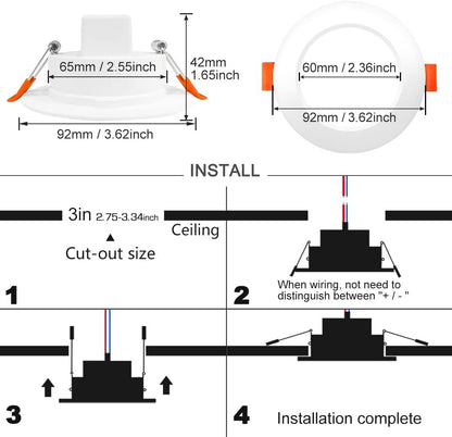 Lighting Led Downlights Ceiling 3 inch 60W Equivalent 600LMï¼ŒSmart Recessed Spot Lights with APP Control, Daylight White 5000K - Colour Changing RGB for Living Room Bedroom Kitchen Bathroom (6packs)