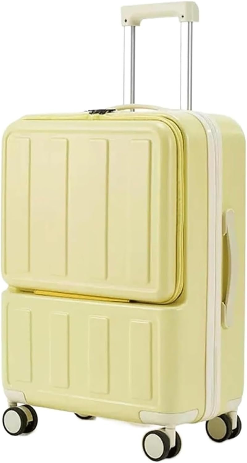 Habrur Bagaglio Valigia Trolley Valigie con Porta di Ricarica USB Bagagli Espandibili con Lucchetto A Combinazione TSA Valigie Trolley Bagaglio a Mano (Color : Yellow, Size : 22inch)
