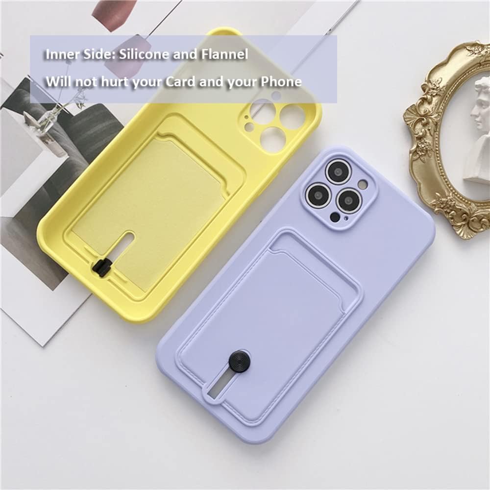 JIATAY for iPhone 11 Pro Phone Case with Card Holder [Slim + Protective] Silicone Phone Case iPhone 11 Pro Wallet Case for Women Men (Purple Blue)