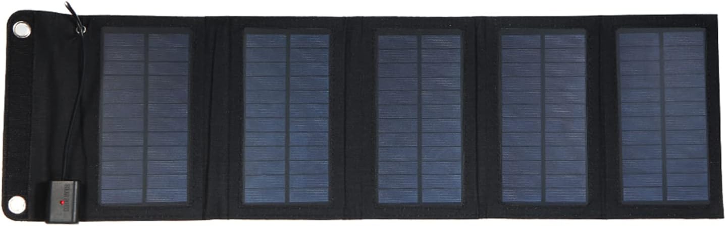 Solar Panel, 20W Solar Charger Foldable Solar Panel with USB Ports Waterproof Camping Travel Black
